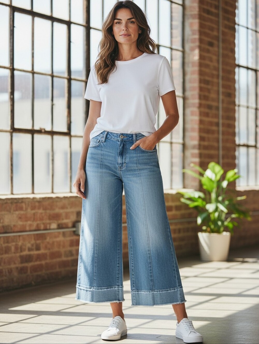 Joe's Jeans - The Cheryl - High Waist Wide Leg Cropped Denim Jeans